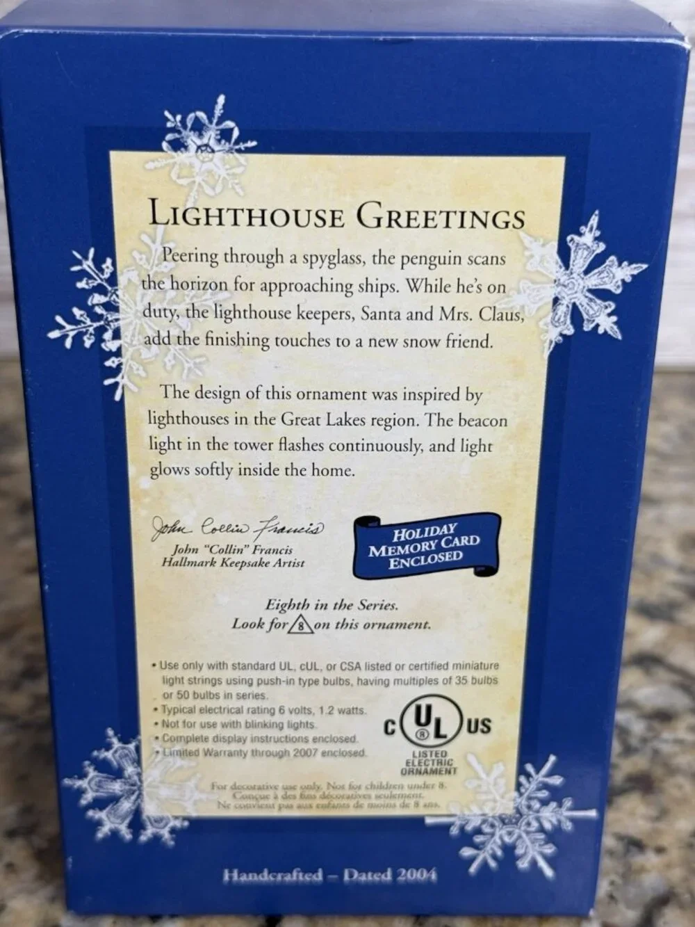 Hallmark Keepsake 2004 Lighthouse Greetings #8 Ornament Magic Collectors NEW